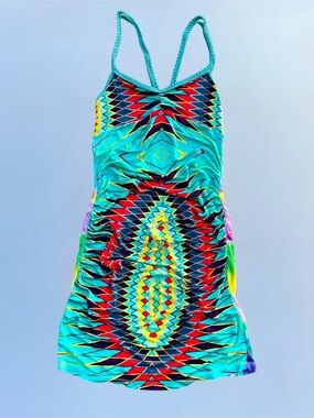 Vintage early 2000s Custo Barcelona mini dress multicolor pattern & tie dye